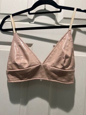 NUDE Light Pink Satin-Look Triangle Bralette